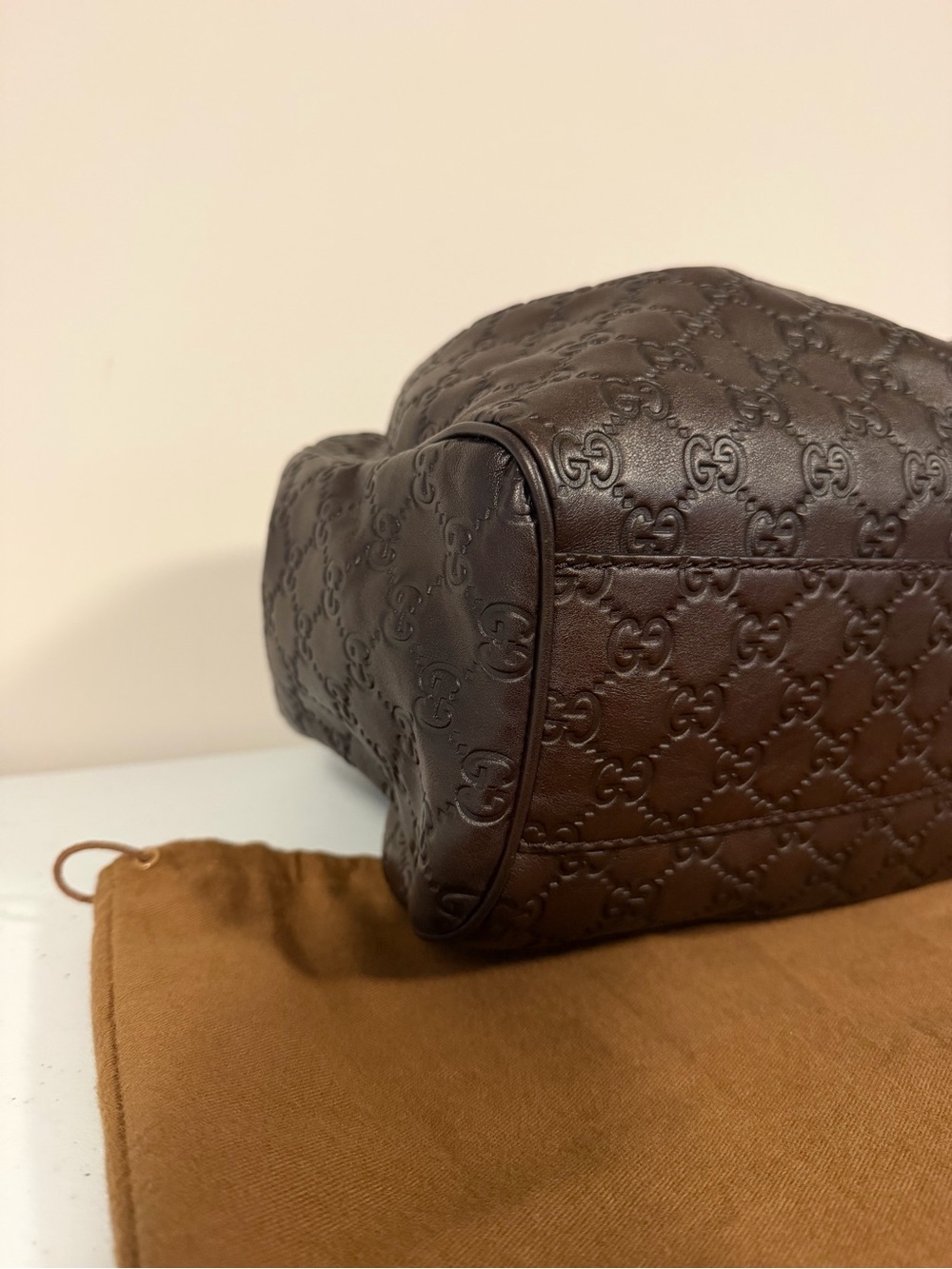 Gucci Brown GG Embossed Leather Shoulder Bag - Picture 6 of 16